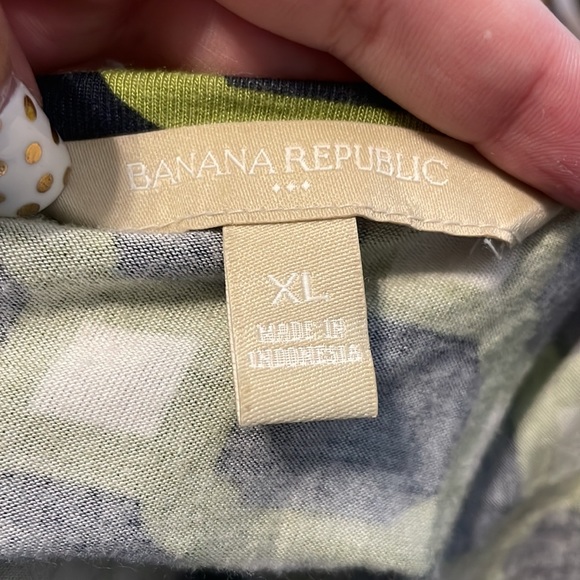 Banana Republic Womens XL Wrap Dress Lime Green Navy White Geometric Pattern - Picture 8 of 9